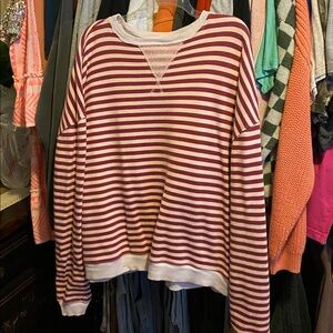 We The Free oversized striped crewneck